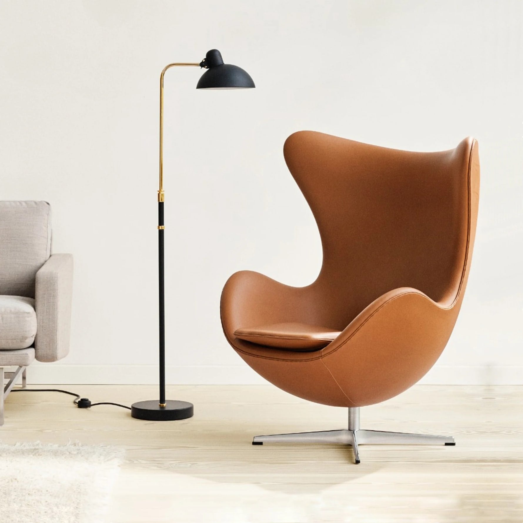Skandinavischer Leder Lounge-Stuhl – Nordisches modernes Design