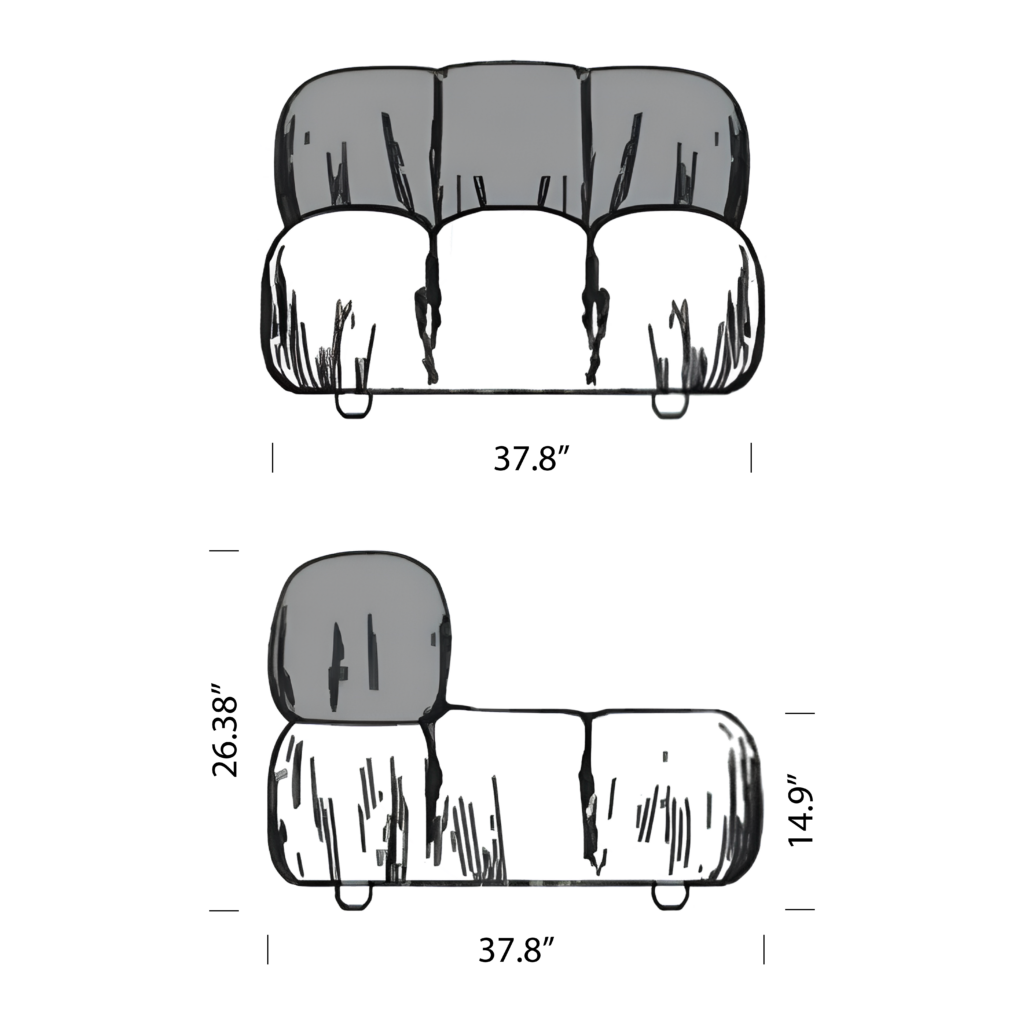 Bubble Modular Sofa Armless Section – Curved Sectional Module